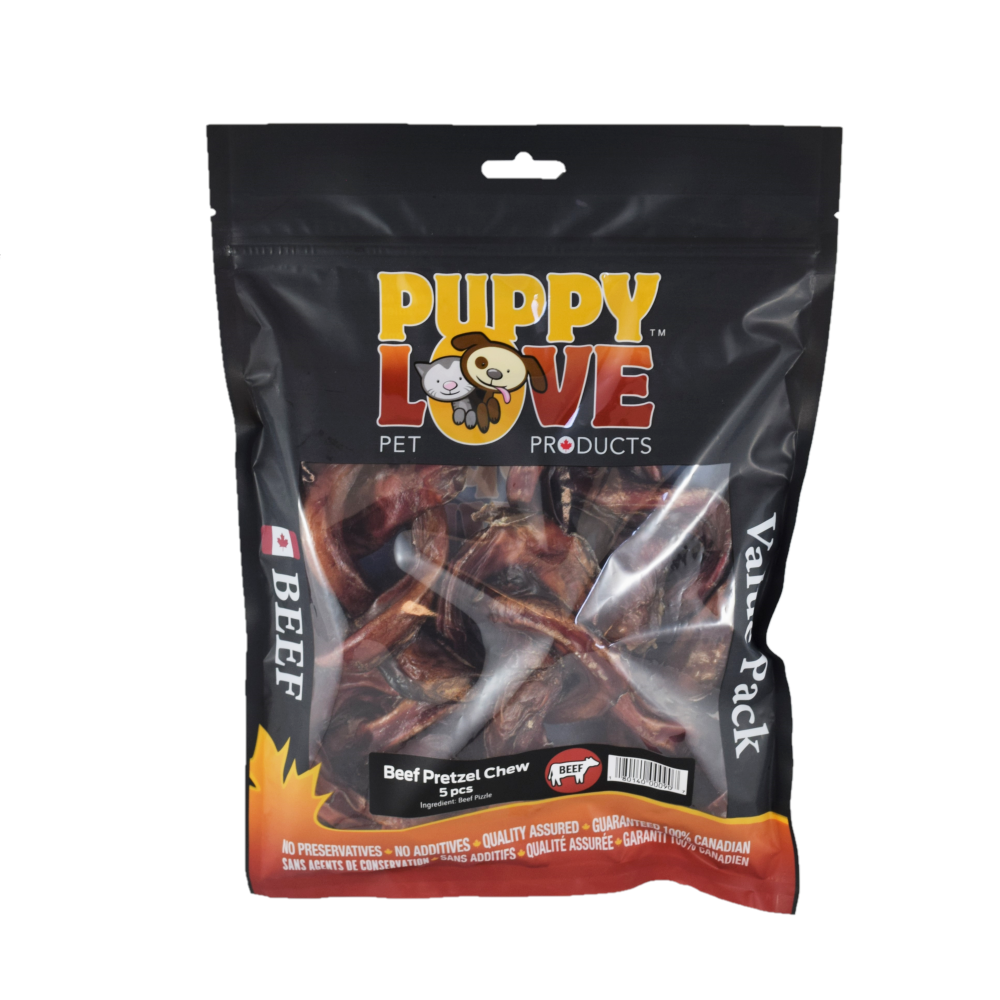 Puppy Love Beef Pretzel Chew Value Pack 5pcs